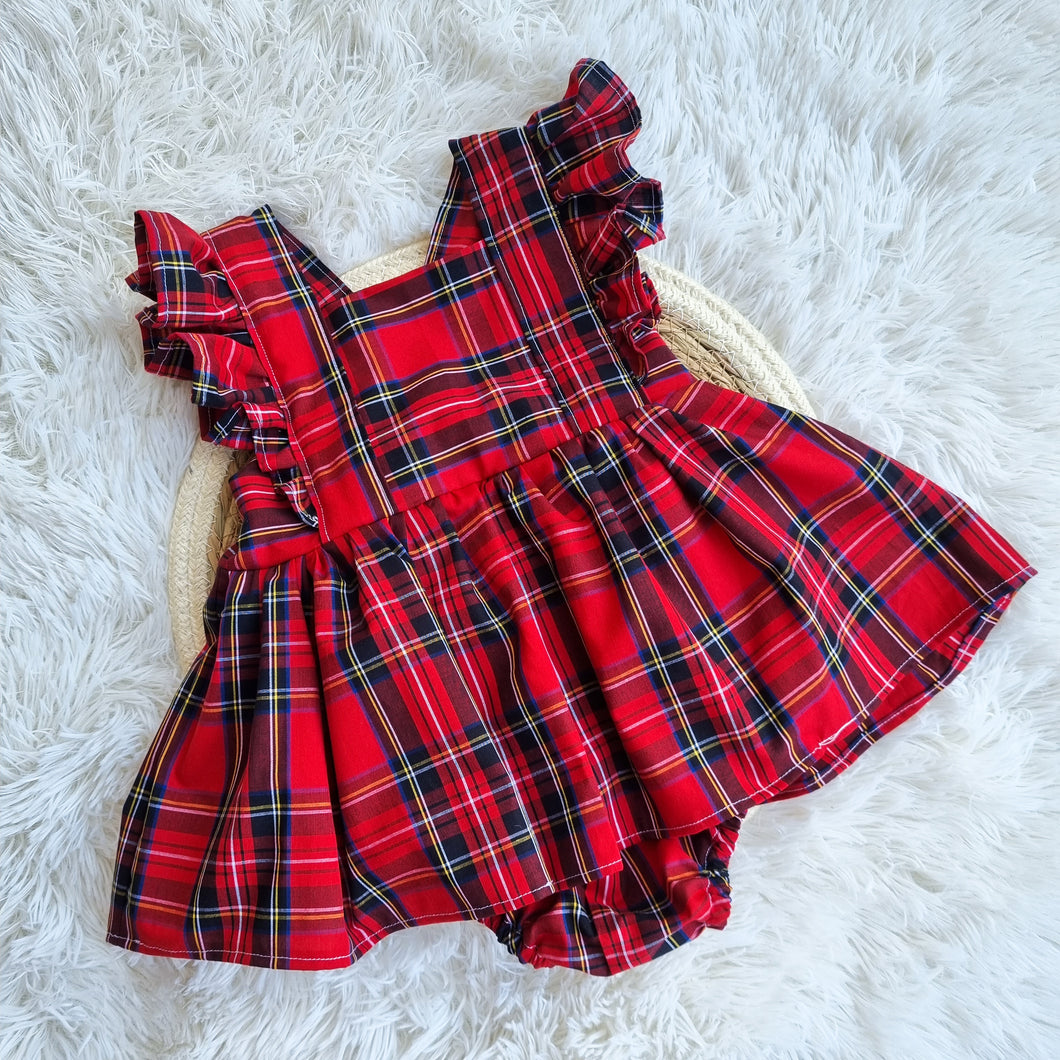 Tartan Flutter Peplum Romper / Dress